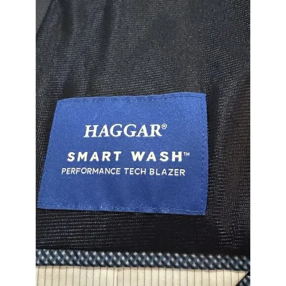 Haggar Men's Blazer Blue X-Large(48/50) Stretch Cotton Smart Wash Sports Coat